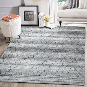 Fashionwu Washable Rug 8x10 Rug Geometric Large Area Rug Boho Disstressed Area Rug for Bedroom Rug for Living Room 8x10 Area Rug Aesthetic Rug Non-Shedding Anti-Slip Rug, Grey