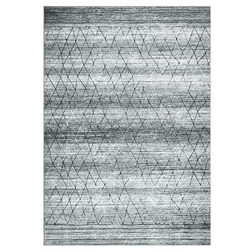 Fashionwu Washable Rug 8x10 Rug Geometric Large Area Rug Boho Disstressed Area Rug for Bedroom Rug for Living Room 8x10 Area Rug Aesthetic Rug Non-Shedding Anti-Slip Rug, Grey