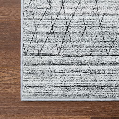 Fashionwu Washable Rug 8x10 Rug Geometric Large Area Rug Boho Disstressed Area Rug for Bedroom Rug for Living Room 8x10 Area Rug Aesthetic Rug Non-Shedding Anti-Slip Rug, Grey