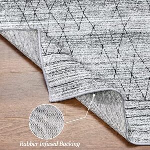 Fashionwu Washable Rug 8x10 Rug Geometric Large Area Rug Boho Disstressed Area Rug for Bedroom Rug for Living Room 8x10 Area Rug Aesthetic Rug Non-Shedding Anti-Slip Rug, Grey