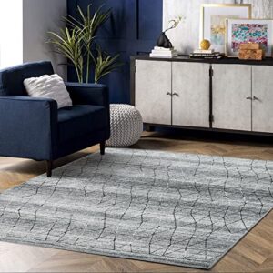 Fashionwu Washable Rug 8x10 Rug Geometric Large Area Rug Boho Disstressed Area Rug for Bedroom Rug for Living Room 8x10 Area Rug Aesthetic Rug Non-Shedding Anti-Slip Rug, Grey