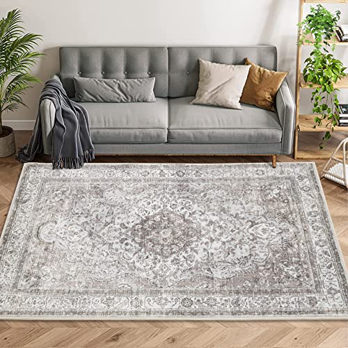 Fashionwu Area Rug 5x7 Rug for Bedroom Machine Washable Rug Aesthetic Rug Non-Shedding Anti-Slip Rug Carpet Office Rug Patio Rug Dining Room Rug 5 x 7 Large Rug, Grey