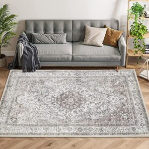 Fashionwu Area Rug 5x7 Rug for Bedroom Machine Washable Rug Aesthetic Rug Non-Shedding Anti-Slip Rug Carpet Office Rug Patio Rug Dining Room Rug 5 x 7 Large Rug, Grey