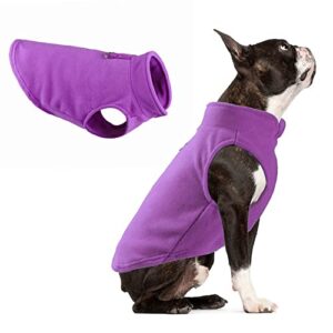 dog fleece sweater for dog vest for winter dog winter clothes dog fleece jacket french bulldog clothes dog sweater for small medium large dogs (small, purple)