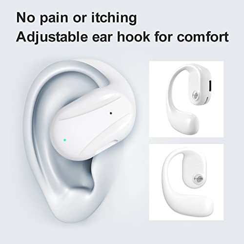 qingbizhin Bluetooth Earhook Headphones Open Bone Conduction Wireless Bluetooth 5.2 Ultralight Business Headphones with Microphone Suitable for Business Office Driving Coupon Organizer (White, B)