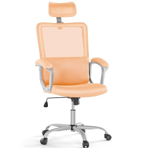 Sweetcrispy Home Office Chair, High Back Desk Chair, Height Adjustable Rolling Computer Chair with Lumbar Support and Armrests