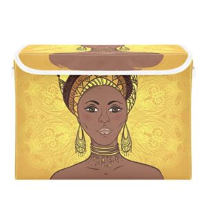 innewgogo african woman mandala storage bins with lids for organizing storage bin with handles oxford cloth storage cube box for books