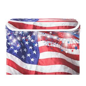 innewgogo american flag firework storage bins with lids for organizing large collapsible storage bins with handles oxford cloth storage cube box for car
