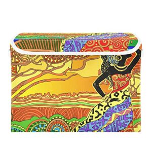innewgogo african woman landscape storage bins with lids for organizing dust-proof storage bins with handles oxford cloth storage cube box for dog toys