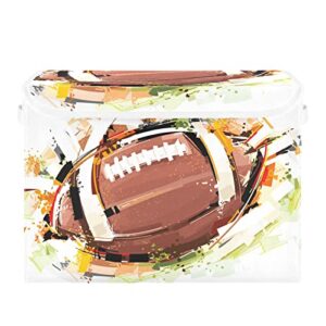 innewgogo Sketchy Football Storage Bins with Lids for Organizing Storage Basket with Handles Oxford Cloth Storage Cube Box for Car