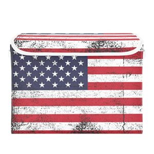 innewgogo american flag grunge style storage bins with lids for organizing organizer containers with handles oxford cloth storage cube box for living room