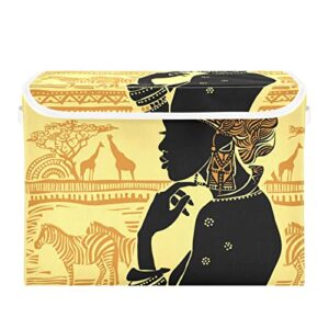 innewgogo silhouette beautiful african woman storage bins with lids for organizing organizer basket with lid with handles oxford cloth storage cube box for car