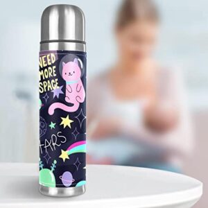 Cute Cat Need More Space Stainless Steel Water Bottle Leak-Proof, Double Walled Vacuum Insulated Flask Thermos Cup Travel Mug 17 OZ