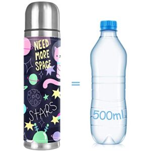 Cute Cat Need More Space Stainless Steel Water Bottle Leak-Proof, Double Walled Vacuum Insulated Flask Thermos Cup Travel Mug 17 OZ