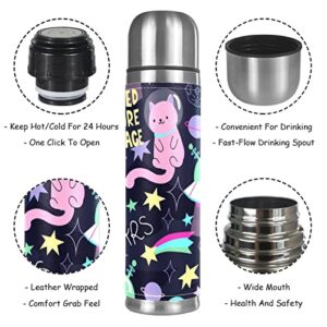 Cute Cat Need More Space Stainless Steel Water Bottle Leak-Proof, Double Walled Vacuum Insulated Flask Thermos Cup Travel Mug 17 OZ