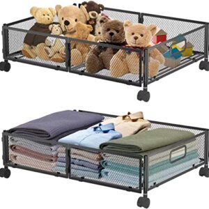 ABCASTER Under Bed Storage with Wheels,Rolling Under Bed Storage Containers,Under Bed Shoe Storage,Under Bed Storage for Clothes, Blankets,Shoes