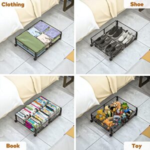 ABCASTER Under Bed Storage with Wheels,Rolling Under Bed Storage Containers,Under Bed Shoe Storage,Under Bed Storage for Clothes, Blankets,Shoes