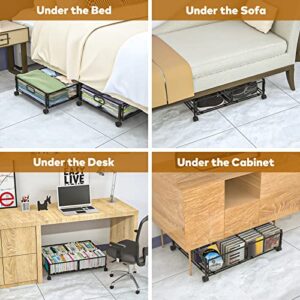 ABCASTER Under Bed Storage with Wheels,Rolling Under Bed Storage Containers,Under Bed Shoe Storage,Under Bed Storage for Clothes, Blankets,Shoes