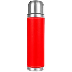 pure red stainless steel water bottle leak-proof, double walled vacuum insulated flask thermos cup travel mug 17 oz