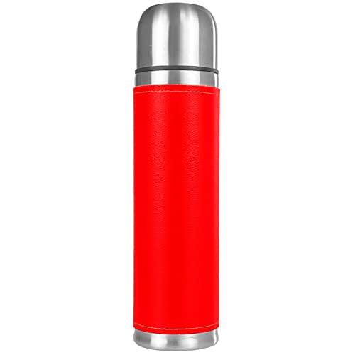 Pure Red Stainless Steel Water Bottle Leak-Proof, Double Walled Vacuum Insulated Flask Thermos Cup Travel Mug 17 OZ