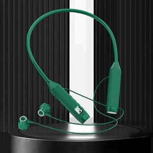 sports blue-tooth earphones, high-power neck-mounted earphones with led digital display, stereo earbuds bone-conduction earphone with skin-friendly memory silicone collar, super battery life (green)
