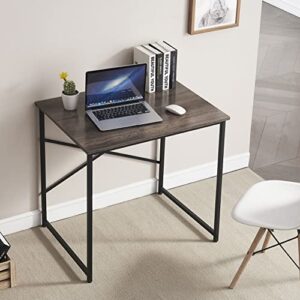 ofics small home office desk, computer desk, 31.5" laptop desk for small space or office, space-saving study writing table (vintage wood)
