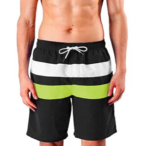 mens shorts, swim trunks swimming black floral bathing suit shorts with pockets men's summer casual stripe beach pants sports quick dry shorts swimming swim long short shorts swim (l, yellow)