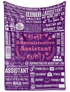 innobeta administrative professional day gifts for administrative assistant, bed flannel plush blanket for women/men (50"x 65") - best administrative assistant ever - purple