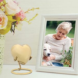 Gold Heart Urn - Small Keepsake Urn for Human Ashes with Black Box & Stand - Small Urn Heart - Handcrafted Heart Cremation Urn - Mini Urn for Ashes - Heart Shaped Urn for Men Women & Infants