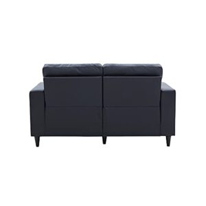 Woanke Sofa Modern Style Loveseat PU Leather Upholstered Couch Furniture for Home or Office, Solid Frame and Wood Legs, Black