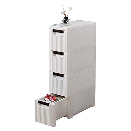 KOIECETA 4-Tire Rolling Cart Organizer Unit with Wheels Narrow Slim Container Storage Cabinet for Bathroom Bedroom