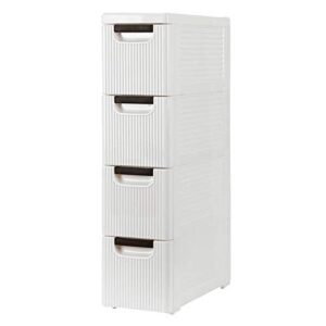 KOIECETA 4-Tire Rolling Cart Organizer Unit with Wheels Narrow Slim Container Storage Cabinet for Bathroom Bedroom