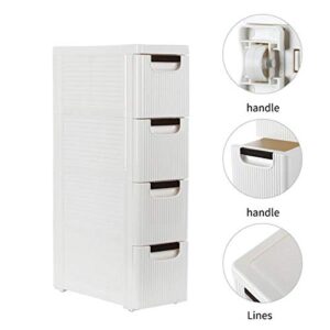 KOIECETA 4-Tire Rolling Cart Organizer Unit with Wheels Narrow Slim Container Storage Cabinet for Bathroom Bedroom