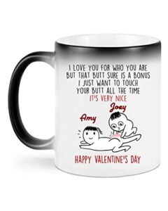 couple mug i just want to touch your butt all the time mug gift for her gift for him girlfriend gift boyfriend gift best friend happy valentines day color changing custom mug