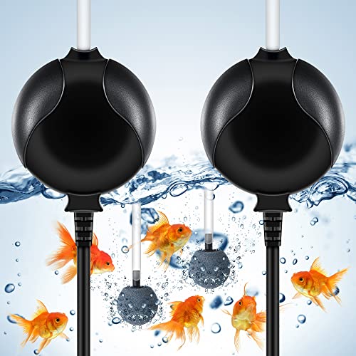 2 Pack Black Aquarium Air Pump Quiet 1.5W Oxygen Aerator Kit for Fish Tank 20 Gallon, Mini Air Pump for Fish Tank Pump with Air Pump Accessories Air Stone Tubing Suction Cup