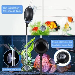 2 Pack Black Aquarium Air Pump Quiet 1.5W Oxygen Aerator Kit for Fish Tank 20 Gallon, Mini Air Pump for Fish Tank Pump with Air Pump Accessories Air Stone Tubing Suction Cup