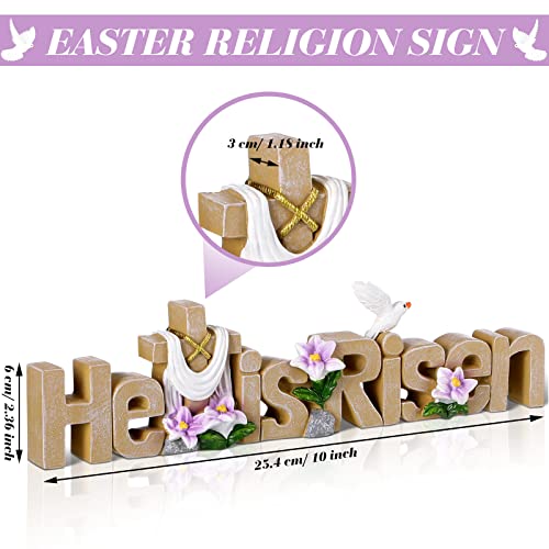 He is Risen Table Top Decoration Easter Resin Table Sign Cross Dove Flowers Easter Table Decor Easter Centerpieces for Tables Rustic Table Top Easter Decorations for Home Dining Room Spring Decor