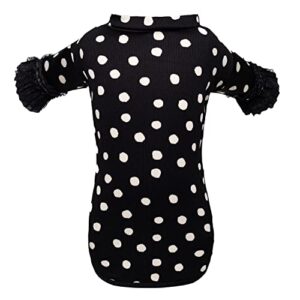 dog polka dots pattern shirt outfit puppy clothes for small medium girl dogs christmas holiday picnic birthday party (black dot, m)