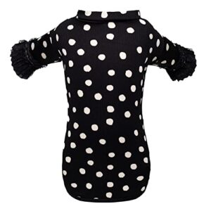 Dog Polka Dots Pattern Shirt Outfit Puppy Clothes for Small Medium Girl Dogs Christmas Holiday Picnic Birthday Party (Black Dot, M)