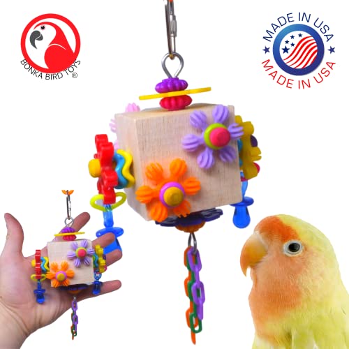 Bonka Bird Toys 01174 Dancing Daises Small Medium Balsa Block Bird Toy Parakeet Conures Cockatiels