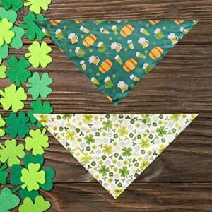 St Patrick Dog Bandana, Holiday Lucky Clover Cat Bib for Large Medium Small Puppies Pets