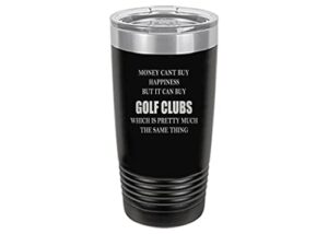 rogue river tactical funny money happiness golf clubs 20 oz. travel tumbler mug cup w/lid vacuum insulated hot or cold gift for golfer dad grandpa ball (black)
