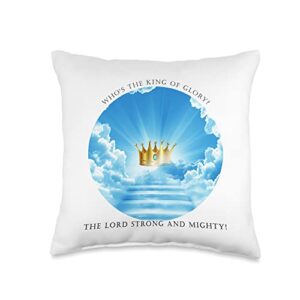 pinchy clarke - apparel - clothing who's the king of glory throw pillow, 16x16, multicolor