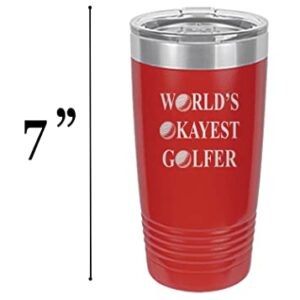 Rogue River Tactical Funny Okayest Golfer 20 Oz. Travel Tumbler Mug Cup w/Lid Vacuum Insulated Hot or Cold Gift For Golfer Dad Grandpa Ball (Red)