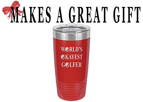 Rogue River Tactical Funny Okayest Golfer 20 Oz. Travel Tumbler Mug Cup w/Lid Vacuum Insulated Hot or Cold Gift For Golfer Dad Grandpa Ball (Red)