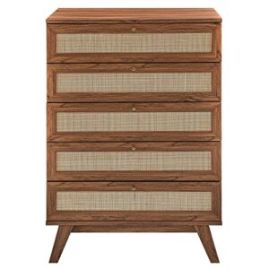 Modway Soma 5 Chest of Drawers in Walnut, 31 x 18.5 x 44.5