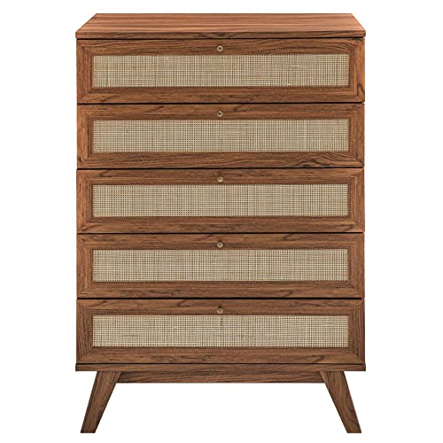 Modway Soma 5 Chest of Drawers in Walnut, 31 x 18.5 x 44.5