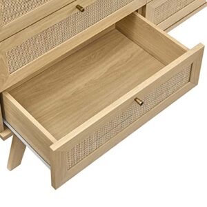 Modway Soma 6-Drawer Double Dresser in Oak, 18.5 x 47 x 30