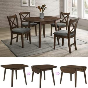 liveasy furniture 5-piece wood extendable dining table set with drop leaf table and 4 upholstered chairs for small places (4 seats)
