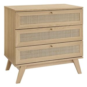 modway soma 3-drawer dresser in oak, 31 x 18.5 x 30